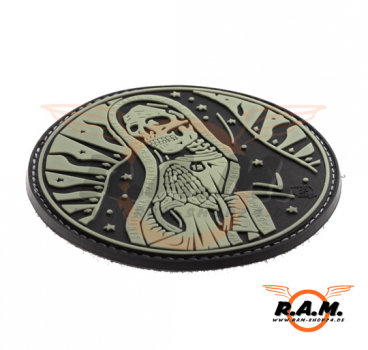 3D - Santa Muerte Rubber Patch - nachtleuchtend