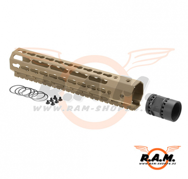 Ares 10" Aluminium Keymod Handguard, desert