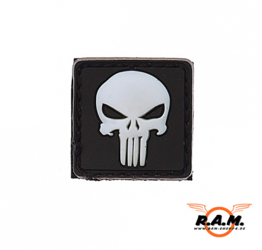3D - Punisher Patch (WEISS) 2,5 x 2,5 cm