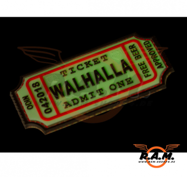 3D - Large Walhalla Ticket Rubber Patch - Glow in the Dark