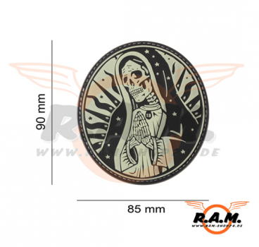 3D - Santa Muerte Rubber Patch - nachtleuchtend