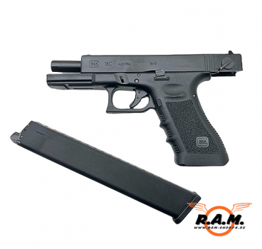 Airsoftpistole GLOCK 18C 6mm BB, Gas, schwarz