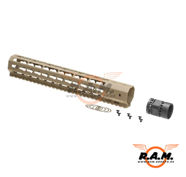 Ares 12" Aluminium Keymod Handguard, desert