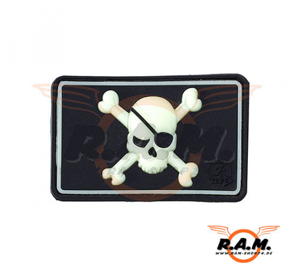 Pirate Skull Rubber Patch Glow in the Dark