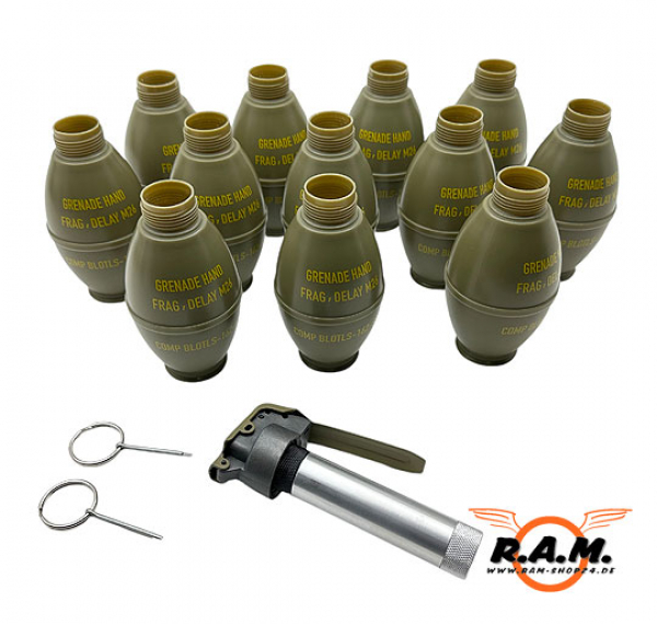 Co2 Handgranate Lemon Shape M26, 12er Komplett Set (120dB)