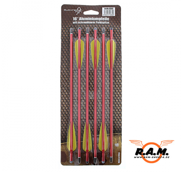 Aluminiumpfeile 16" rot, 6er Pack