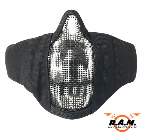 Gesichtsschutzmaske Nylonmesh mit Totenkopf Motiv, black