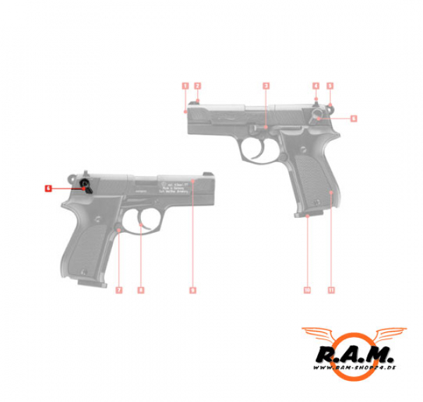 Umarex CP88 Sicherung rechts, eloxiert, #6