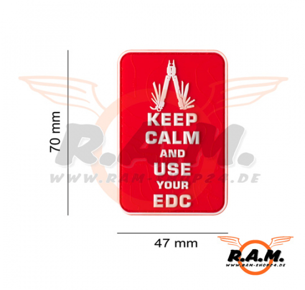 3D - Keep Calm EDC Rubber Patch - rot