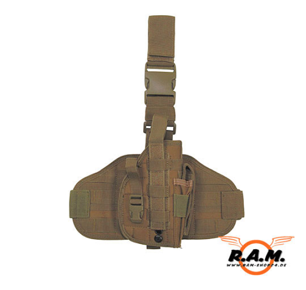 Pistolenbeinholster Molle-Version in Coyote Tan