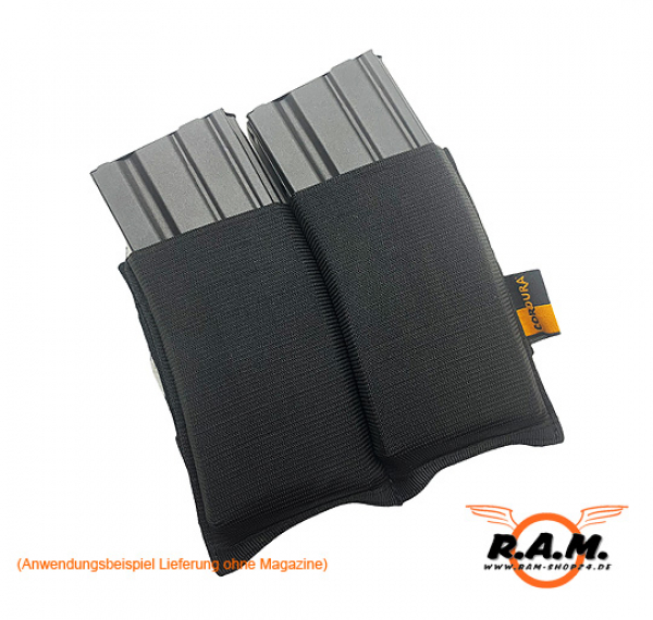 Doppelte M4 Molle-Magazintasche mit elastischem Band, schwarz