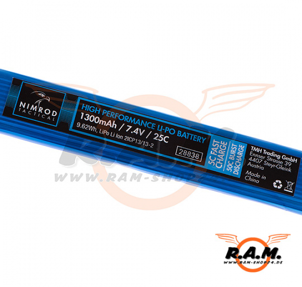 Lipo 7.4V 1300mAh 25C Twin Type (NIMROD)