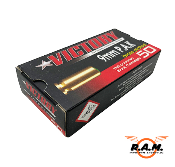 Victory Platzpatronen, 9mm P.A.K., 50 Schuss, vermessingt