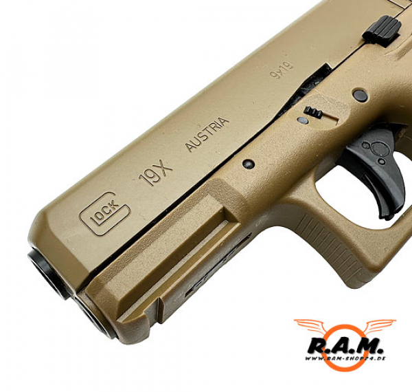 CO2 Non Blowback Luftpistole Glock 19X 4.5mm (.177) BB Tan