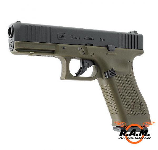 **IWA NEUHEIT** Airsoftpistole GLOCK 17 Gen5, 6mm BB, CO2, Battlefield Green